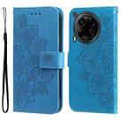 For Tecno Camon 30 4G / 5G Seven-petal Flowers Embossing Leather Phone Case(Blue) - 1