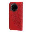 For Tecno Camon 30 4G / 5G Seven-petal Flowers Embossing Leather Phone Case(Red) - 3