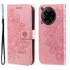 For Tecno Camon 30 4G / 5G Seven-petal Flowers Embossing Leather Phone Case(Rose Gold) - 1