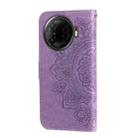 For Tecno Camon 30 Pro Seven-petal Flowers Embossing Leather Phone Case(Light Purple) - 3