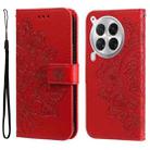 For Tecno Camon 30 Premier Seven-petal Flowers Embossing Leather Phone Case(Red) - 1