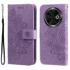 For Tecno Spark 30C Seven-petal Flowers Embossing Leather Phone Case(Light Purple) - 1