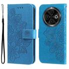 For Tecno Spark 30C Seven-petal Flowers Embossing Leather Phone Case(Blue) - 1