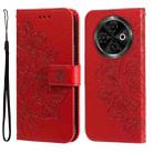 For Tecno Spark 30C Seven-petal Flowers Embossing Leather Phone Case(Red) - 1