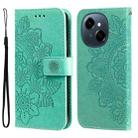For Tecno Spark Go 1 / Pop 9 / Spark Go 2025 Seven-petal Flowers Embossing Leather Phone Case(Green) - 1