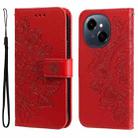 For Tecno Spark Go 1 / Pop 9 / Spark Go 2025 Seven-petal Flowers Embossing Leather Phone Case(Red) - 1