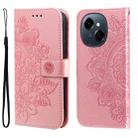 For Tecno Spark Go 1 / Pop 9 / Spark Go 2025 Seven-petal Flowers Embossing Leather Phone Case(Rose Gold) - 1