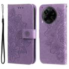 For Tecno Camon 30S / Camon 30S Pro Seven-petal Flowers Embossing Leather Phone Case(Light Purple) - 1