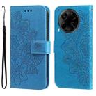 For Tecno Camon 30S / Camon 30S Pro Seven-petal Flowers Embossing Leather Phone Case(Blue) - 1