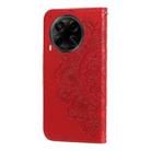 For Tecno Camon 30S / Camon 30S Pro Seven-petal Flowers Embossing Leather Phone Case(Red) - 3