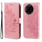 For Tecno Camon 30S / Camon 30S Pro Seven-petal Flowers Embossing Leather Phone Case(Rose Gold) - 1