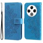 For Tecno Spark 30 4G Seven-petal Flowers Embossing Leather Phone Case(Blue) - 1