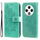 For Tecno Spark 30 4G Seven-petal Flowers Embossing Leather Phone Case(Green) - 1