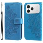 For Tecno Spark 40 4G Seven-petal Flowers Embossing Leather Phone Case(Blue) - 1