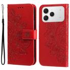 For Tecno Spark 40 4G Seven-petal Flowers Embossing Leather Phone Case(Red) - 1