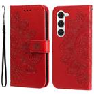 For Tecno Spark 40 Pro  4G Seven-petal Flowers Embossing Leather Phone Case(Red) - 1