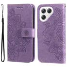 For Tecno Pova 7 Ultra 5G Seven-petal Flowers Embossing Leather Phone Case(Light Purple) - 1