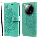 For Infinix Zero 40 4G / 5G Seven-petal Flowers Embossing Leather Phone Case(Green) - 1