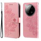 For Infinix Zero 40 4G / 5G Seven-petal Flowers Embossing Leather Phone Case(Rose Gold) - 1