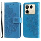 For Infinix Note 40 Pro 4G / 5G / Note 40 Pro+ Seven-petal Flowers Embossing Leather Phone Case(Blue) - 1