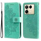 For Infinix Note 40 Pro 4G / 5G / Note 40 Pro+ Seven-petal Flowers Embossing Leather Phone Case(Green) - 1