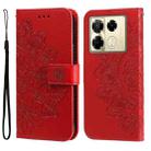 For Infinix Note 40 Pro 4G / 5G / Note 40 Pro+ Seven-petal Flowers Embossing Leather Phone Case(Red) - 1