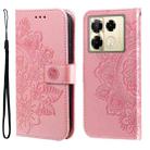 For Infinix Note 40 Pro 4G / 5G / Note 40 Pro+ Seven-petal Flowers Embossing Leather Phone Case(Rose Gold) - 1
