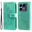 For Infinix Note 40 4G Seven-petal Flowers Embossing Leather Phone Case(Green) - 1