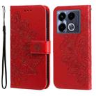 For Infinix Note 40 4G Seven-petal Flowers Embossing Leather Phone Case(Red) - 1