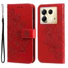 For Infinix Note 40 5G Seven-petal Flowers Embossing Leather Phone Case(Red) - 1