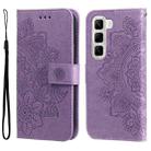 For Infinix Hot 50 4G Seven-petal Flowers Embossing Leather Phone Case(Light Purple) - 1