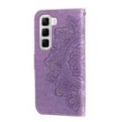 For Infinix Hot 50 4G Seven-petal Flowers Embossing Leather Phone Case(Light Purple) - 3