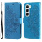 For Infinix Hot 50 4G Seven-petal Flowers Embossing Leather Phone Case(Blue) - 1