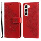 For Infinix Hot 50 4G Seven-petal Flowers Embossing Leather Phone Case(Red) - 1