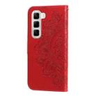 For Infinix Hot 50 4G Seven-petal Flowers Embossing Leather Phone Case(Red) - 3