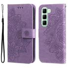 For Infinix Hot 50 5G Seven-petal Flowers Embossing Leather Phone Case(Light Purple) - 1