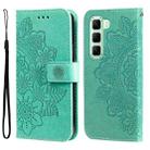 For Infinix Hot 50 5G Seven-petal Flowers Embossing Leather Phone Case(Green) - 1