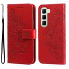 For Infinix Hot 50 5G Seven-petal Flowers Embossing Leather Phone Case(Red) - 1