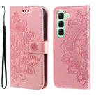 For Infinix Hot 50 5G Seven-petal Flowers Embossing Leather Phone Case(Rose Gold) - 1