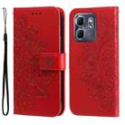 For Infinix Hot 50i / Smart 9 Seven-petal Flowers Embossing Leather Phone Case(Red) - 1