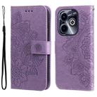 For Infinix Hot 40i Seven-petal Flowers Embossing Leather Phone Case(Light Purple) - 1