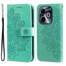 For Infinix Hot 40i Seven-petal Flowers Embossing Leather Phone Case(Green) - 1