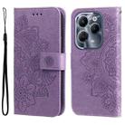 For Infinix Hot 40 / Hot 40 Pro Seven-petal Flowers Embossing Leather Phone Case(Light Purple) - 1