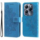 For Infinix Hot 40 / Hot 40 Pro Seven-petal Flowers Embossing Leather Phone Case(Blue) - 1