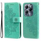 For Infinix Hot 40 / Hot 40 Pro Seven-petal Flowers Embossing Leather Phone Case(Green) - 1