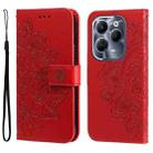 For Infinix Hot 40 / Hot 40 Pro Seven-petal Flowers Embossing Leather Phone Case(Red) - 1