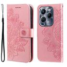 For Infinix Hot 40 / Hot 40 Pro Seven-petal Flowers Embossing Leather Phone Case(Rose Gold) - 1