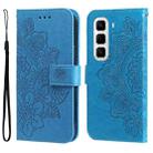 For Infinix Hot 50 Pro+ 4G Seven-petal Flowers Embossing Leather Phone Case(Blue) - 1