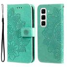 For Infinix Hot 50 Pro+ 4G Seven-petal Flowers Embossing Leather Phone Case(Green) - 1