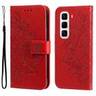 For Infinix Hot 50 Pro+ 4G Seven-petal Flowers Embossing Leather Phone Case(Red) - 1